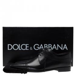 Pre Owned حذاء دولتشي أند غابانا ديربي بروغ جلد أسود مقاس 40.5