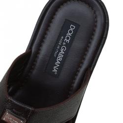 مملوكة مسبقًا Dolce and Gabbana Brown Leather Multi Strap Sandals Size 42
