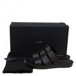 مملوكة مسبقًا Dolce and Gabbana Brown Leather Multi Strap Sandals Size 42