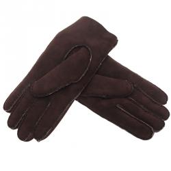 Pre Owned Dolce and Gabbana Brown Suede Fur Gloves