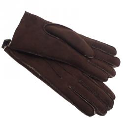 Pre Owned Dolce and Gabbana Brown Suede Fur Gloves