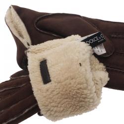 Pre Owned Dolce and Gabbana Brown Suede Fur Gloves