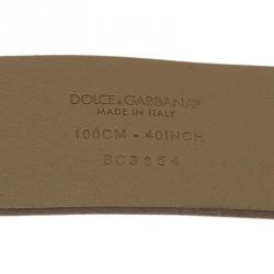 Pre Owned Dolce and Gabbana Brown Leather Plaque Belt 100CM