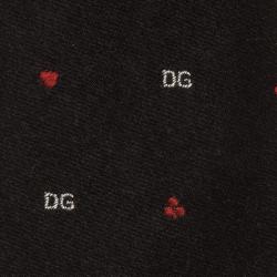 Pre Owned Dolce and Gabbana Black Silk Logo Skinny Tie 