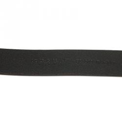 Pre Owned Dolce and Gabbana Black Leather Logo Plaque Belt 100 CM
