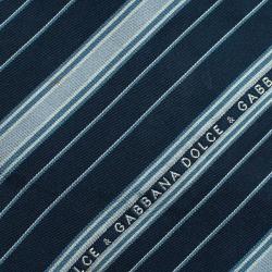 Dolce and Gabbana Navy Blue Logo Silk Striped Tie 