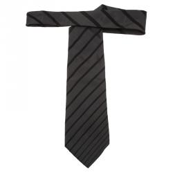 Dolce and Gabbana Grey Striped Silk Tie