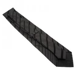 Dolce and Gabbana Grey Striped Silk Tie