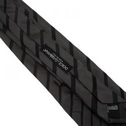 Dolce and Gabbana Grey Striped Silk Tie