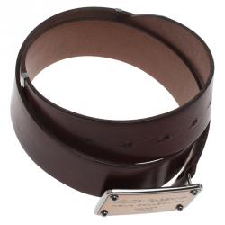 مملوكة مسبقًا Dolce and Gabbana Brown Leather Logo Plaque Belt 90CM