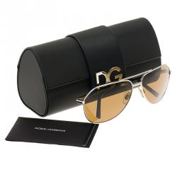 Pre Owned Dolce and Gabbana DG 2073K  White Gold Plated Aviators