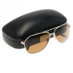 Pre Owned نظارة شمسية أفياتورز دولتشي أند غابانا DG 2073K مطلية بالذهب الأبيض