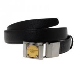 Pre Owned حزام دولتشي أند غابانا كلاسيك بوجهين جلد أسود 110 سم