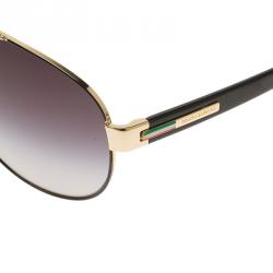 Pre Owned Dolce and Gabbana Black and Rose Gold Tone DG2099 Aviator Sunglasses