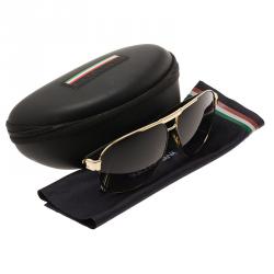 Pre Owned Dolce and Gabbana Black and Rose Gold Tone DG2099 Aviator Sunglasses