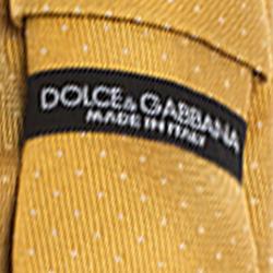 Dolce and Gabbana Gold & White Dotted Silk Tie
