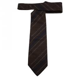 مملوكة مسبقًا Dolce and Gabbana Brown Striped Silk Tie