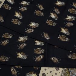 Dolce and Gabbana Navy Blue & Cream Two Tone Owl Print Silk Stole