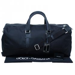 Pre Owned Dolce and Gabbana Black Nylon/Leather Profile Travel Bag