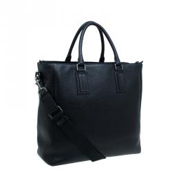 Pre Owned Dolce and Gabbana Black Pebbled Leather Tote Bag