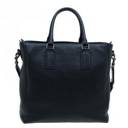 Pre Owned Dolce and Gabbana Black Pebbled Leather Tote Bag