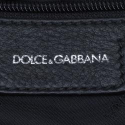 Pre Owned Dolce and Gabbana Black Leather Weekender Luggage Bag