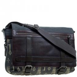 Dolce and Gabbana Brown Coated Canvas and Leather Messenger Bag