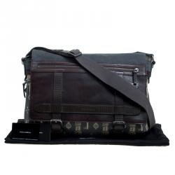 Dolce and Gabbana Brown Coated Canvas and Leather Messenger Bag