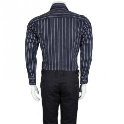 مملوكة مسبقًا قميص دولتشي أند غابانا أزرق كحلي مقلم مفصل S