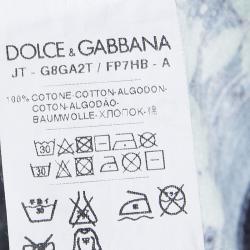 Pre Owned Dolce and Gabbana Navy Blue Peacock Printed Long Sleeve T-Shirt XXL