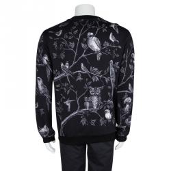 Pre Owned Dolce and Gabbana Black Bird Print Sweatshirt XXL