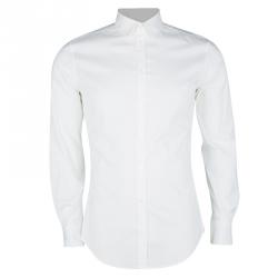 Pre Owned قميص دولتشي أند غابانا قطن أبيض بأكمام طويلة أزرار أمامية M