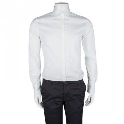 Pre Owned قميص دولتشي أند غابانا قطن أبيض بأكمام طويلة أزرار أمامية M