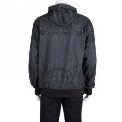 Pre Owned Dolce and Gabbana Grey Printed Wool Hooded Sweatshirt XXL