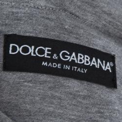 Pre Owned Dolce and Gabbana Grey Printed Wool Hooded Sweatshirt XXL