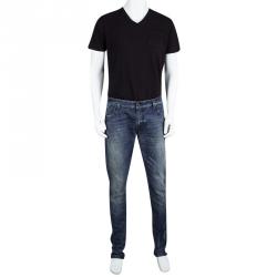 Pre Owned بنطلون جينز دولتشي أند غابانا ستريتش ممزق نقش باهت إنديغو XXL