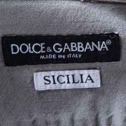مملوكة مسبقًا قميص دولتشي أند غابانا سيسيليا دينيم رصاصي نمط باهت M