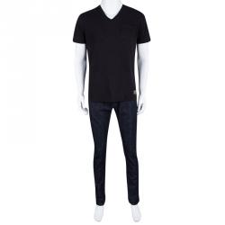 مملوكة مسبقًا Dolce and Gabbana 14 Gold Indigo Dark Wash Denim Straight Fit Jeans M