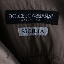 Pre Owned قميص رجالي دولتشي أند غابانا كاجوال كاكي S