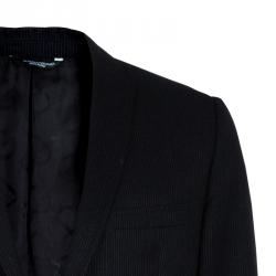 Pre Owned Dolce and Gabbana Men's Black Pinstripe Blazer L