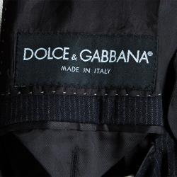 Pre Owned Dolce and Gabbana Men's Black Pinstripe Blazer L