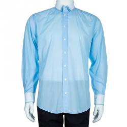 مملوكة مسبقًا Dolce and Gabbana Men's Light Blue Contrast Collar Shirt M