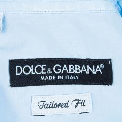 مملوكة مسبقًا Dolce and Gabbana Men's Light Blue Contrast Collar Shirt M