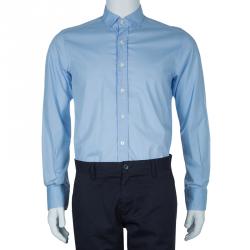 Pre Owned Dolce and Gabbana Men's Blue Slim Fit Shirt M