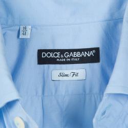 Pre Owned Dolce and Gabbana Men's Blue Slim Fit Shirt M