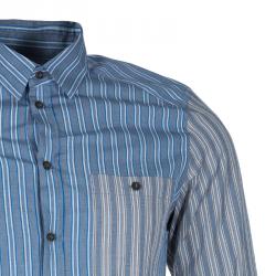 Pre Owned Dolce and Gabbana Men's Grey and Blue Striped Shirt M