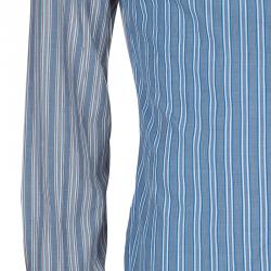 Pre Owned Dolce and Gabbana Men's Grey and Blue Striped Shirt M