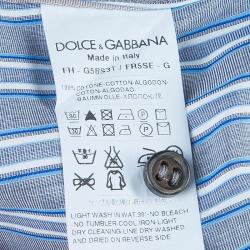 Pre Owned Dolce and Gabbana Men's Grey and Blue Striped Shirt M