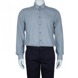 Pre Owned Dolce and Gabbana Men's Gray and White Striped Men's Shirt M