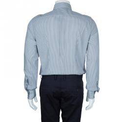 Pre Owned Dolce and Gabbana Men's Gray and White Striped Men's Shirt M